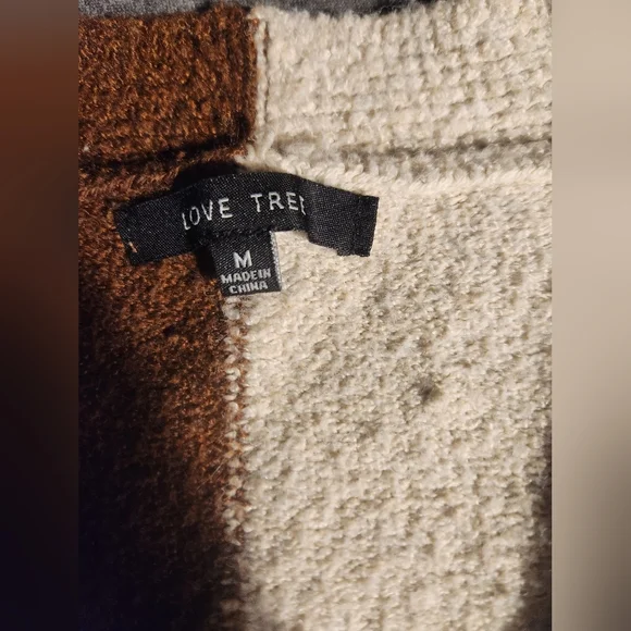 Love Tree Brown and Cream Button-Up Cardigan - Picture 2 of 3